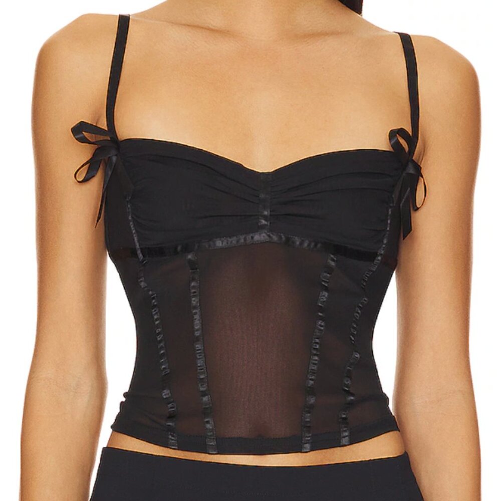 Sheer Black Mesh Bustier Tank Top